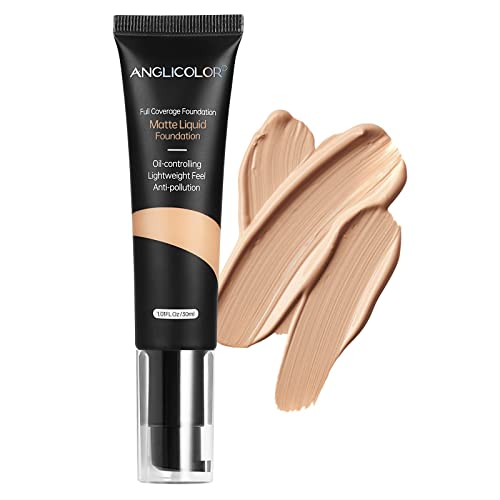 Anglicolor Matte Oil Control Concealer Foundation Flawless Soft Long Lasting Foundation Makeup,Waterproof Full Coverage Face Makeup Strong Concealer Foundation for Oily Acne Skin (#104 Buff Beige) von Anglicolor
