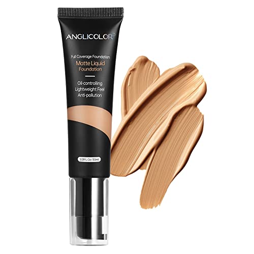 Anglicolor Matte Oil Control Concealer Foundation Flawless Soft Long Lasting Foundation Makeup,Waterproof Full Coverage Face Makeup Strong Concealer Foundation for Oily Acne Skin (#105 Sand) von Anglicolor