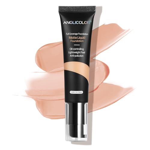 Anglicolor Zartmatte flüssige Foundation,Vollständige Deckung Kontrolle Abdeckstift Foundation,Makellos weich Wasserdicht Langlebig Foundation Makeup für fettige Akne-Haut,30ml (103#Warm Peach) von Anglicolor