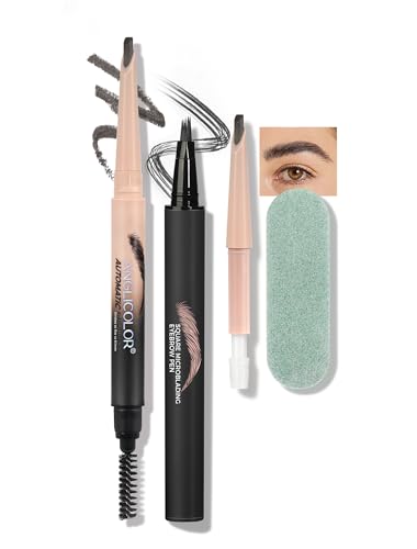 Anglicolor Augenbrauenstift Set Schnelle Augenbrauen In 3 Minuten,Augenbrauen Bürste Schnelle Füllung,Microblading Augenbrauenstift Ersatzkern Für,Kombiniert Für Besseres Ergebnis (04 gray black) von Anglicolor