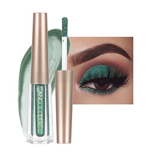 Diamant-Glitzer Flüssiger Lidschatten & Eyeliner-Stift Starry Pailletten Meerjungfrau Lidschatten Langlebig und pigmentiert, wasserfest, funkelndes und schimmerndes Augen-Make-up (16# Green) von Anglicolor