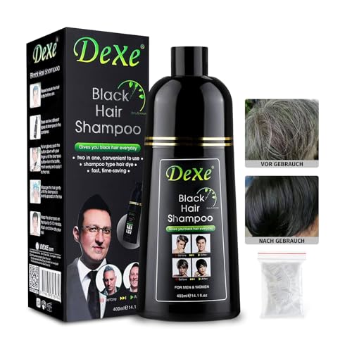 Instant Black Hair Shampoo Haarfärbeshampoo für Männer & Frauen- Einfach zu benutzen -100% Grauabdeckung- Einfach & schnell - Hält 30 Tage 3 in 1 Schwarzes Haarfärbemittel (Black 400ml) von Anglicolor