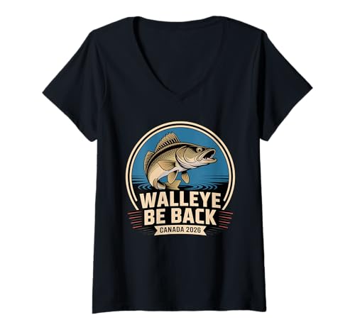 Damen Walleye Angler Humor Kanada Angelausflug Saisonaler Fang T-Shirt mit V-Ausschnitt Damen Walleye Angler Humor Kanada Angelausflug Saisonaler Fang T-Shirt mit V-Ausschnitt von Angling Trip Seasonal Catch in Walleye-rich Waters