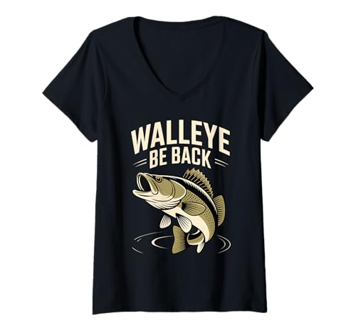 Damen Walleye Be Back Lustiger Anglerhumor für die kanadische Angelsaison T-Shirt mit V-Ausschnitt Damen Walleye Be Back Lustiger Anglerhumor für die kanadische Angelsaison T-Shirt mit V-Ausschnitt von Angling Trip Seasonal Catch in Walleye-rich Waters