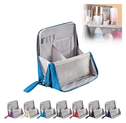 AngloCrate Vertikale Make-up-Organizer-Tasche, Mehrzweck-Make-up-Tasche, großes Fassungsvermögen, Stehende Make-up-Tasche, mit Trennschicht, wasserdicht (blau) von AngloCrate