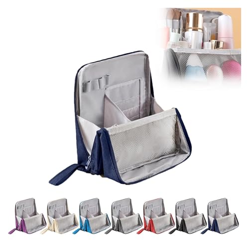 AngloCrate Vertikale Make-up-Organizer-Tasche, Mehrzweck-Make-up-Tasche, großes Fassungsvermögen, stehend, mit Trennschicht, wasserdicht (Marineblau) von AngloCrate
