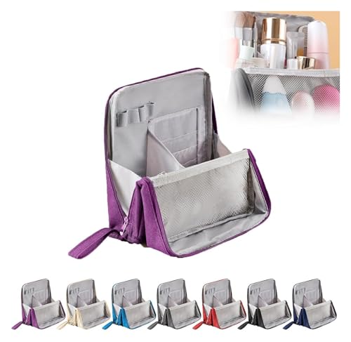 AngloCrate Vertikale Make-up-Organizer-Tasche, Mehrzweck-Make-up-Tasche, großes Fassungsvermögen, stehend, mit Trennschicht, wasserdicht (lila) von AngloCrate