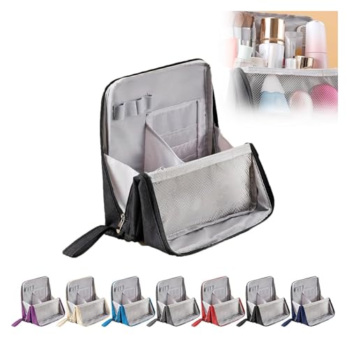 AngloCrate Vertikale Make-up-Organizer-Tasche, Mehrzweck-Make-up-Tasche mit großer Kapazität, Oxford-Stoff, mit Trennschicht, wasserdicht (schwarz) von AngloCrate
