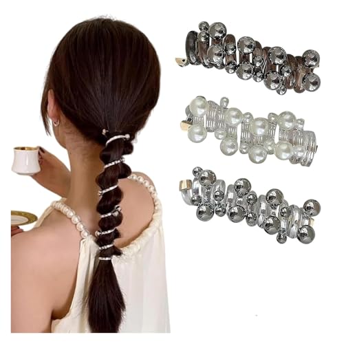 Nicht schädigendes Spiralhaarband, weiches und elastisches Haarband und langlebiges Perlen-Haar-Accessoire sind geeignet für Frauen zum täglichen Tragen (B) von AngloCrate