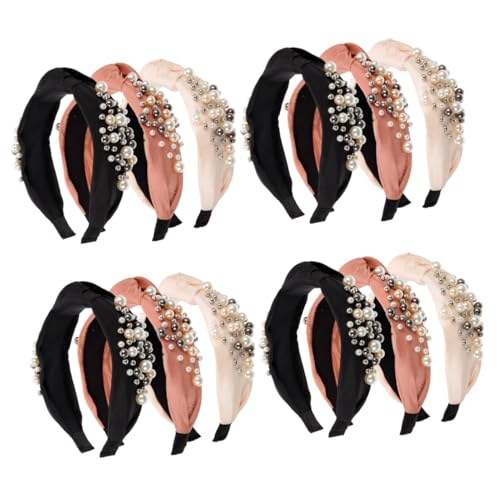 12 Stk Perlgeknotetes Stirnband Frauen Stirnband Perlenhaarreifen Stirnband Knoten Turban-stirnband Geknotetes Haarband Für Damen Perlenstirnbänder Schal Fräulein Stoff Klassisch von Angoily