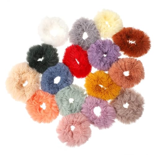 16St Plüsch Haargummi Pom Pom Haar elastisch pelziger flauschiger Haarhalter Pom Pom Armband haarband hair-band Mädchen Stirnband Haarschmuck Pferdeschwanz Fräulein Haarring von Angoily