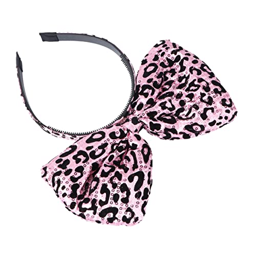 1Stk Bogen-Leopard-Stirnband haarschmuck halloween kostüm ribbon halloween-kostüme halloweenkostüme nähgarn pink haar gummi Schleife niedlich Kopfbedeckung schmücken Fräulein Stoff von Angoily