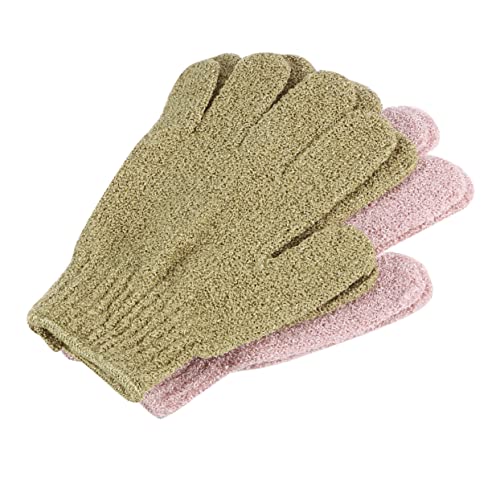 2 Paar Körper Badeschrubber für Damen Koreanisches Scheuertuch Duschhandschuh Badehandschuh Schrubber Rayon-Handschuh Handschuhe fünf Finger Handtücher ein Bad nehmen die Faulen von Angoily