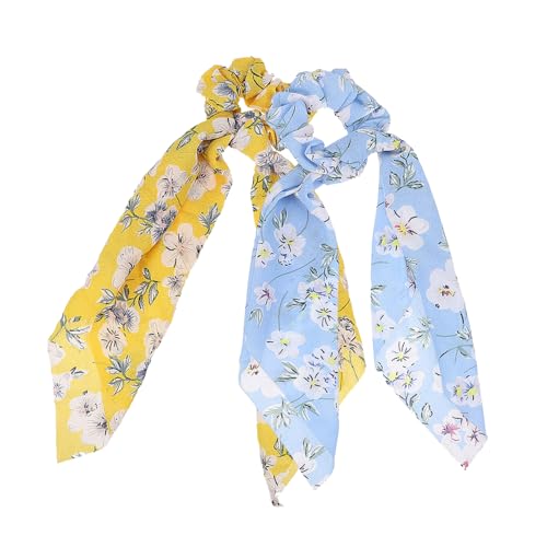 2 Stk Quadratischer Schal mit Fransen und Pferdeschwanz haarschmuck haar spangen klimzug gummibänder Haarband für den Herbst Schleife Haarring schmücken Kopfbedeckung Damen Stoff von Angoily