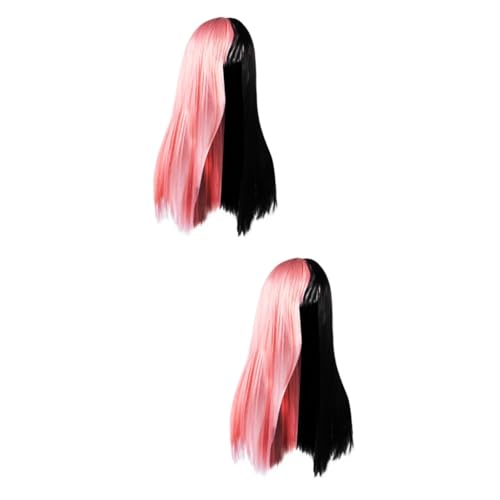 2St Farblich passende Hochtemperatur-Seidenperücke synthetic wig faschingsperücken Hochwertige Perücke cosplay perücke Cosplay-Perücke Haar Kleidung Damen Hochtemperaturdraht von Angoily