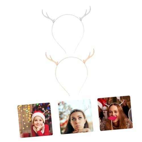 2St Geweih-Stirnband aus Legierung christmas haarreif christmas headband Weihnachtsfeier Haaraccessoire Weihnachten Haarschmuck schmücken Kopfbedeckung Fräulein Haarnadel von Angoily