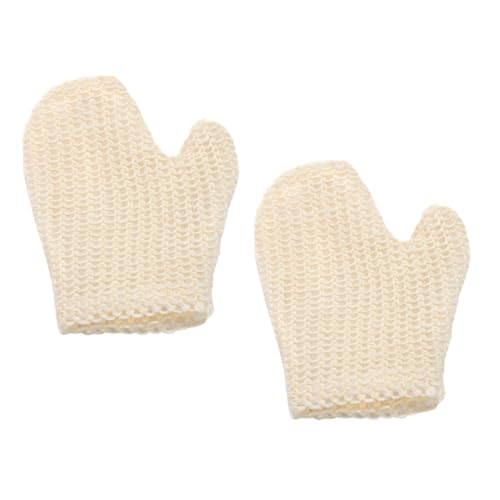 2St Handschuhe schrubben Haushaltsreinigungshandschuhe Badeschwämme Handtuch Handtücher gewebte Badehandschuhe Sisal-Hanf-Badehandschuhe Ziehen Wäscher Puff Badetuch Badekugel Weiß von Angoily