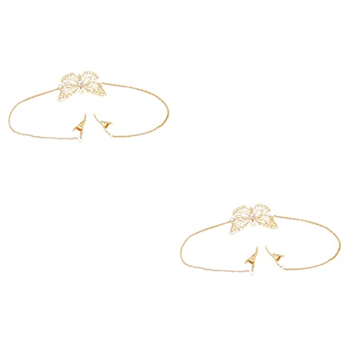 2St haar spangen Haarbänder hairwrap goldhochzeit präsente dur-schmuck hochzeitsdeko Haarschmuck für die Hochzeit Hochzeitshaarband gold die Blumen Stirnband Kopfbedeckung Braut von Angoily