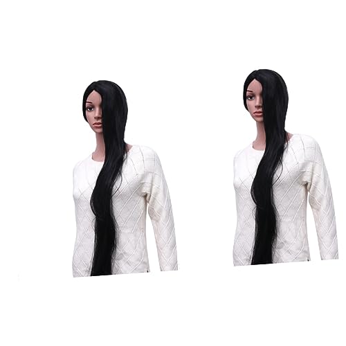 2St synthetic hair cosplay perücke Bühnenperücke hair extension cosplay wig perücken glatte Echthaarperücke Spitzenhaarperücke glatte haarperücke Haarhaube Langes Haarmaske Damen von Angoily