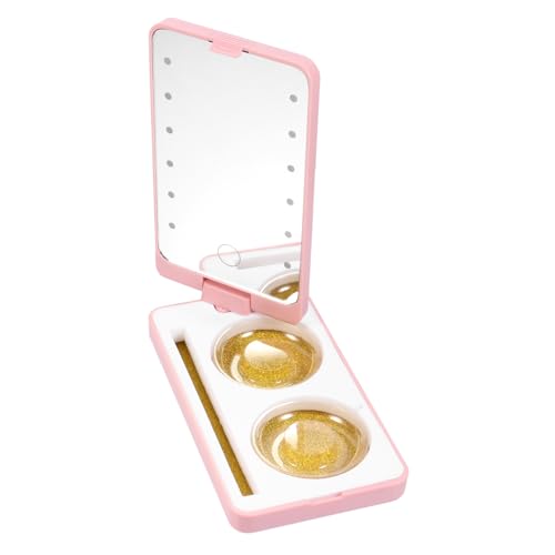 3St Aufbewahrungsbox für Wimpern Wimpernhalter rosa Spiegel Wimpernverlängerung Wimpernzange falsche Wimpern Wimpernetui Wimpern Organizer bilden Make-up-Box LED Aufbewahrungskiste von Angoily