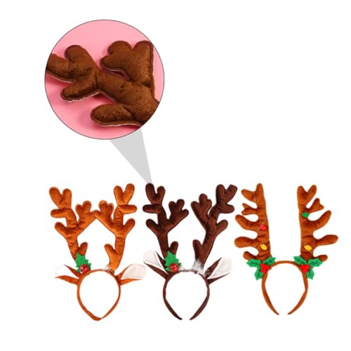 3St Weihnachtsgeweih Stirnband Weihnachts Elch Haarbänder Stirnbänder für Weihnachtsfeiern christmas haarreif christmas headband Haargummi Haarband Weihnachtshaar von Angoily