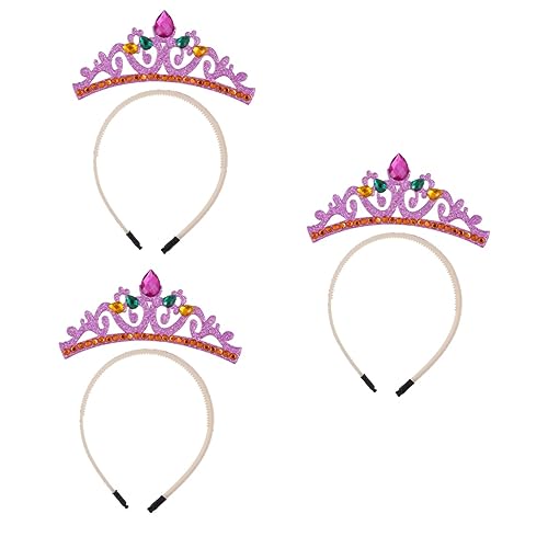 3st Geburtstagskrone Stirnband Geschenke Für Mädchen Kostüme Für Mädchen Hochzeitsschmuck Goldene Haaraccessoires Mädchen Stirnbänder Eltern-kind Violett Kleid Prinzessin Vlies von Angoily