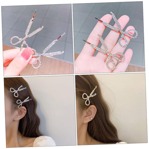 3st Schere Herz Haarnadel Frauen Haarspange Türdekoration Modische Haarnadel Haarstyling-accessoires Zubehör Für Haarnadeln Silberne Accessoires Tiara Mädchen Krokodilklemme Metall von Angoily