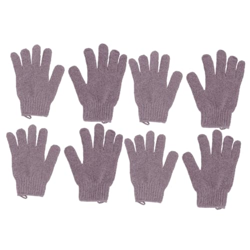4 Paare weißes Handtuch Handschuh zum Körperpeeling Handschuhe Gesichtsschwamm Duschhandschuh Badehandschuh doppelseitig Schrubben Wanne Badetuch Fräulein Wäscher Violett von Angoily