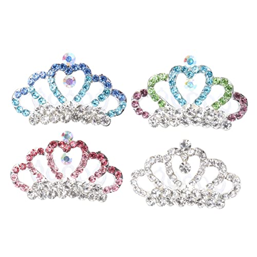 4 Stück Kronenkamm Kristall Tiara Haarkamm Strass Tiara Haarteil kinder haarschmuck hair accessories for girls Mädchen Haarnadel Silberpulver Kopfbedeckung Braut Strasssteine von Angoily