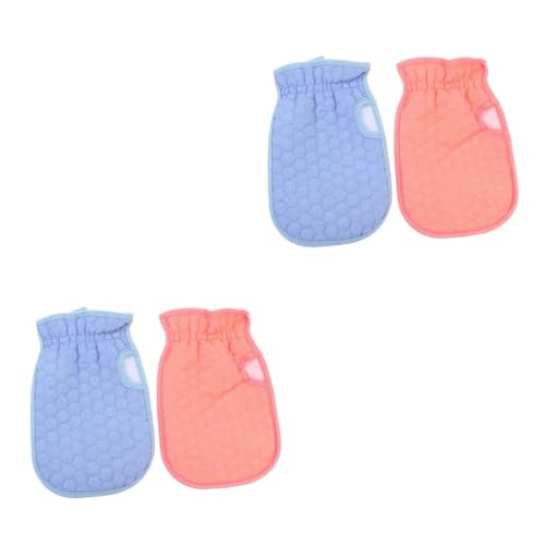 4 Stück Peeling-Handschuhe für den Rücken exfoliating glove exfoliate gloves badehandtuch feuchtigkeitsspendend Wäscher Schlamm reiben Schrubben Badetuch Stoff aus Pflanzenfasern von Angoily