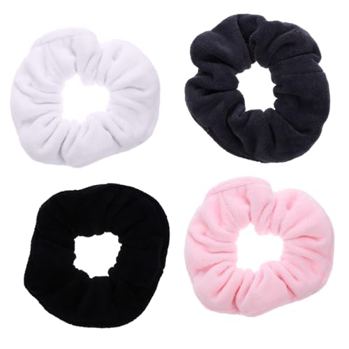 4 Stück Wasser Absorbierende Plüsch Haarring Haar Krawatten Zubehör Scrunchy Haar Bands Heatless Haar Trocknen Haar Trocknen Bands Superfeine Faser Mädchen Schmücken von Angoily