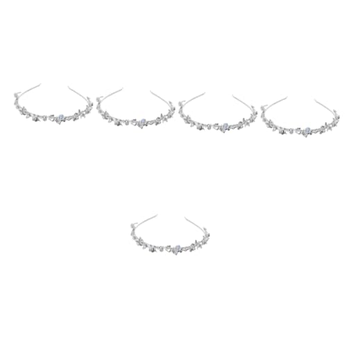 5st Goldenes Stirnband Haarbänder Glitzer Für Mädchen Haarschmuck Für Mädchen Entzückender Glitzer Stirnband-dekor Mädchen-stirnband Braut Geschenk Strasssteine Galvanolegierung von Angoily