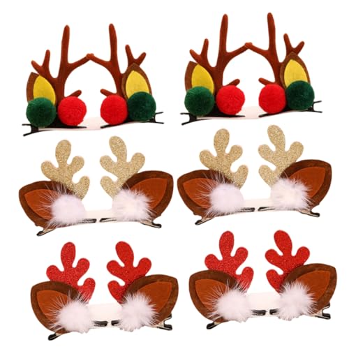 6St Weihnachtshaarspangen Rentier Ohren Weihnachten Rentier Haarband kinder haarschmuck geschenke für kinder Weihnachtssto Haarklammer geweihförmige Haarspange von Angoily