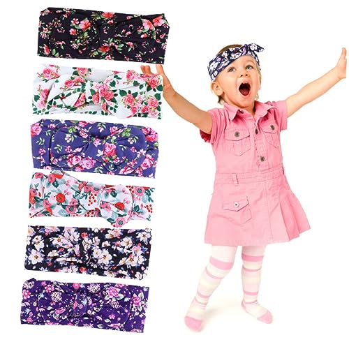 6st Kinder-bogen-stirnband Bedrucktes Blumen-bandana-baby-haar-accessoires Haarschmuck Zubehör Kleinkind Mode von Angoily