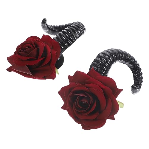 Angoily 1 Paar Cosplay Haarspangen Schafe Haarspangen Cosplay Kostüm Schwarze Rosenspangen Stirnband Mit Tierohren Kostüm Hörner Kleidung Bettwäsche Aus Baumwolle Fräulein Halloween von Angoily