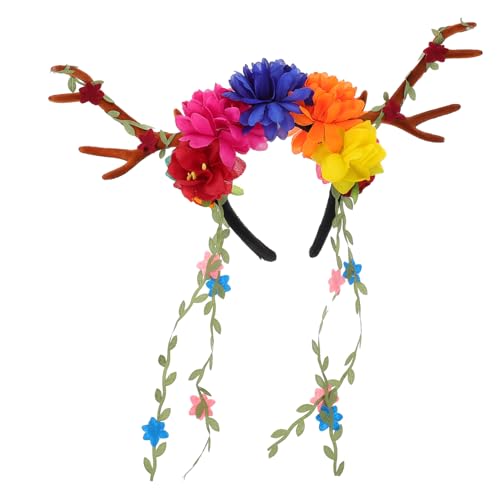 Angoily 1Stk Blumengeweih Stirnband Weihnachtsfeier Haarschmuck Weihnachtskostüm Zubehör Weihnachtsdeko Haarschmuck Halloween schmücken Geschenk Kopfbedeckung Kind Stoff von Angoily