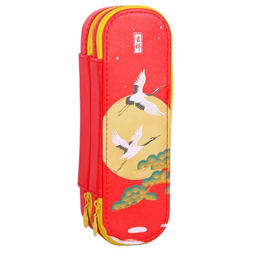 Angoily 1 Stück Doppelschichtiges Federmäppchen im Chinesischen Stil Großer Stauraum für Stifte Bleistifte Kosmetik und für Schule Büro und Zuhause Stilvolles Design Geeignet für Studenten von Angoily