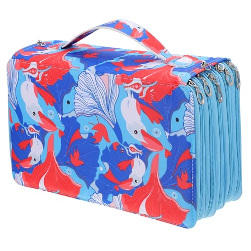 Angoily 1 Stück Pencil Case mit Fächern Stiftetasche mit Reißverschluss und Griff für Zeichnungen und Bastelbedarf Stylischem Design von Angoily
