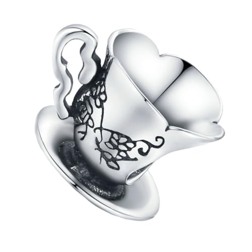 Angoily 1 Stück Sterling Silber Armband Perlenschmuck Lustiges Armband Perlen Charm Vintage Teetassen Armband Für Frauen Teetasse Anhänger Perlen Für Armbänder Perlen Armband S925 von Angoily