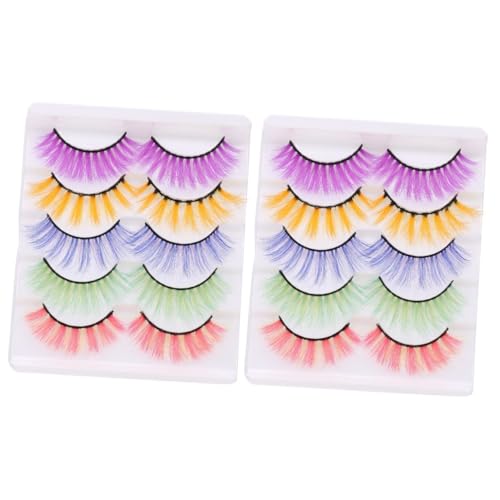 Angoily 10 Paar farbige falsche wimpern dichte Wimpern 3D falsche Wimpern Party Halloween-Wimpern das Outfit Kostüm Frauen Wimpern künstlich Kleidung Fräulein Nachahmung von von Angoily