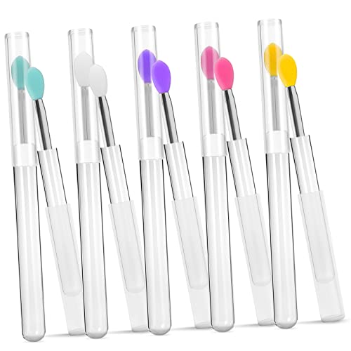 Angoily 10 Stk Kosmetikpinsel Silikon Silikon-lidschatten-applikator Lippenpinsel-applikator Lippencreme-pinsel Gesichtsreinigungsbürste Lippenbalsam Pinsel Schrubben Mit Deckel Kieselgel von Angoily