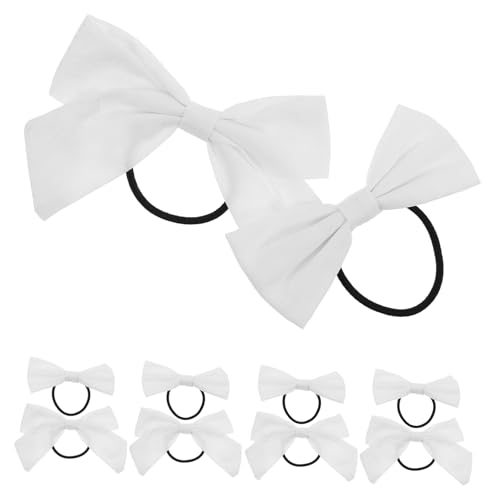 Angoily 10 Stück Baumwoll Haargummis mit Schleifen für Frauen Elastische Haaraccessoires Weiß für DIY Tie Dye und Vielseitige Anlässe für Schülerinnen und Junge Mädchen von Angoily