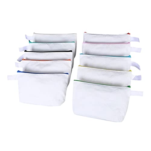 Angoily 10 Stück Stoffbeutel Kosmetiktaschen Leere Canvas Taschen für DIY Reiseorganizer Vielseitig Verwendbar als Toilettentasche und Make Up Organizer von Angoily