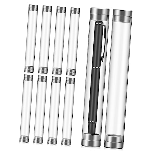 Angoily 10 Stück Teiliges Acryl Stifteetui Transparent mit Stoppern Einzelpen Aufbewahrung für Füller Kugelschreiber Wasserbasierte Stifte Klarer Display Behälter für Schreibwaren von Angoily