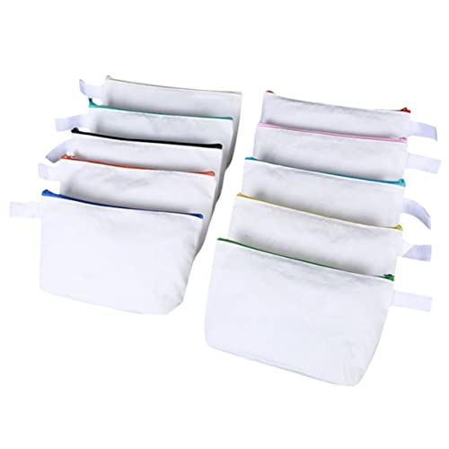 Angoily 10 Stück Teiliges Leerer DIY Canvas Taschen mit Reißverschluss Vielseitige Kosmetiktaschen für Make Up Stifte und Reisebedarf für Projekte und Aufbewahrung von Angoily