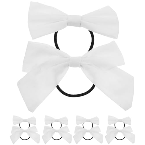 Angoily 10 Stück Teiliges Weiße Baumwoll haargummis mit Schleifen Elastisch und Dehnbar für Mädchen und Schüler Geeignet für DIY Tie dye Projekte Einfache Stilvolle Haarschleifen für von Angoily