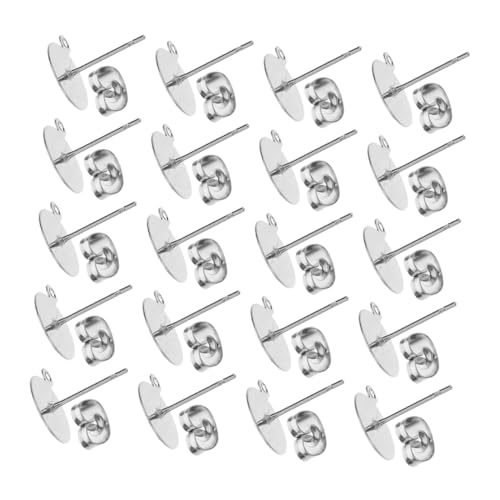 Angoily 100sätze Edelstahl Ohrringstecker Mit Flachen Runden Stiften Und Stopper-verschlüssen Zubehör Für Diy-schmuckherstellung Und Bastelbedarf Hypoallergen Für Empfindliche Haut von Angoily