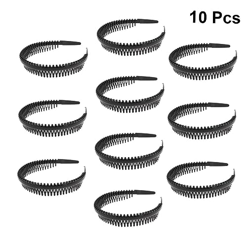 Angoily 10st Schwarz Kämme Unisex-haarband Herrenhaarbänder Für Langes Haar Gewebte Geldbörse Stirnbänder Kopfbedeckung Zahn Haarband Wellig Fräulein Stirnband Haare Drücken von Angoily