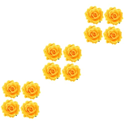 Angoily 12 Stk Blumen für Haare Haarschmuck aus gelben Rosen gefälschter Arm Haarspangen Haarklammer Tiara Haarnadel Blumenbrosche aus Stoff die Blumen Kopfbedeckung Stoffblumen Fräulein von Angoily