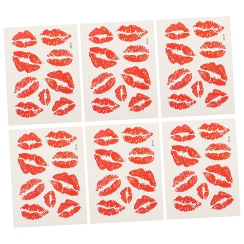 Angoily 12stücke Temporäre Tattoos Aufkleber Mit Lippenmuster Wasserfeste Körperdekoration Für Gesicht Hals Arme Und Beine Für Partys Und Festivals von Angoily